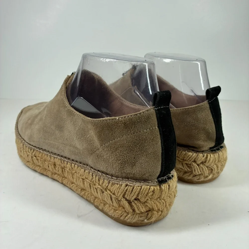 Eric Michael Serena Women's US 8.5–9/39 Taupe Suede Zip Espadrille Platform Shoe